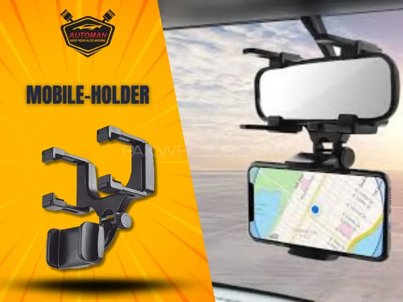 Rear View Car Mobile Holder in Pakistan | Secure & Adjustable Phone Mount Image-1