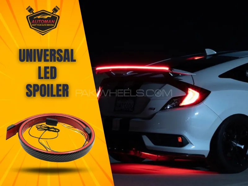 Universal LED Spoiler Rear Spoiler Carbon Fiber Lip Kit Image-1