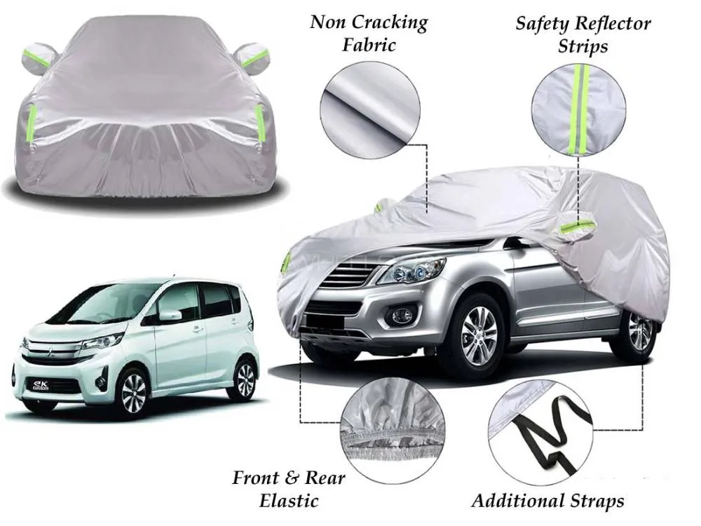 Mitsubishi EkWagon Top Cover | Side Mirror Pockets | Reflector Strips | 100% Dust & Water Proof Image-1