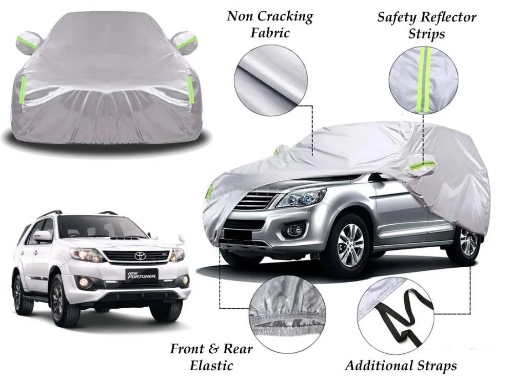 Toyota Fortuner 2013 - 2016 Top Cover | Side Mirror Pockets | Reflector Strips | 100% Water Proof Image-1