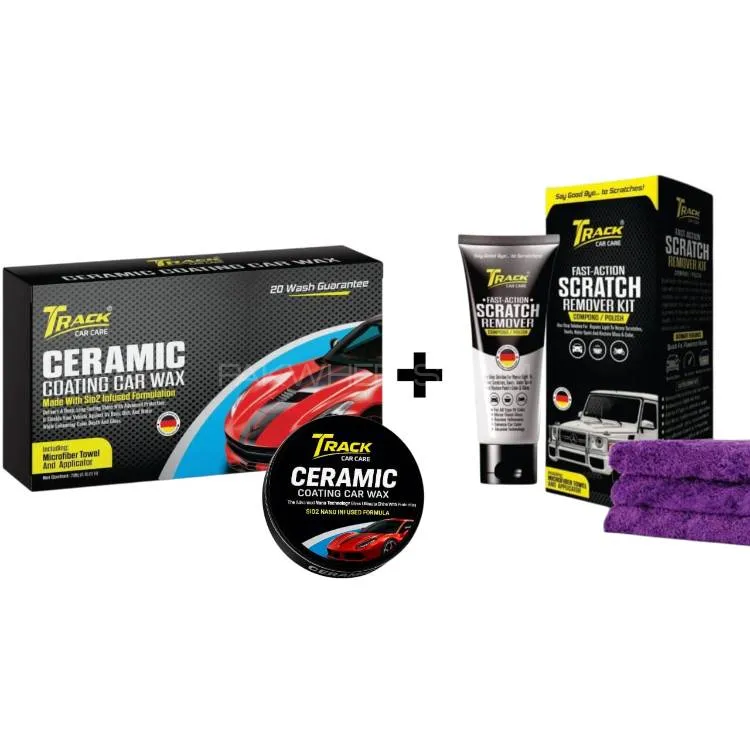 Track Ceramic Wax 200g + Track Scratch Remover 200g  With Free Microfiber Towel Image-1