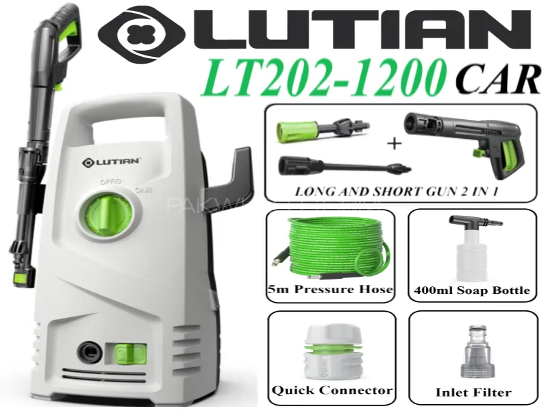 LUTIAN - LT202-1200 ( Car ) High Car Pressure Washer 100 Bar 1200 Watts Self Priming Image-1