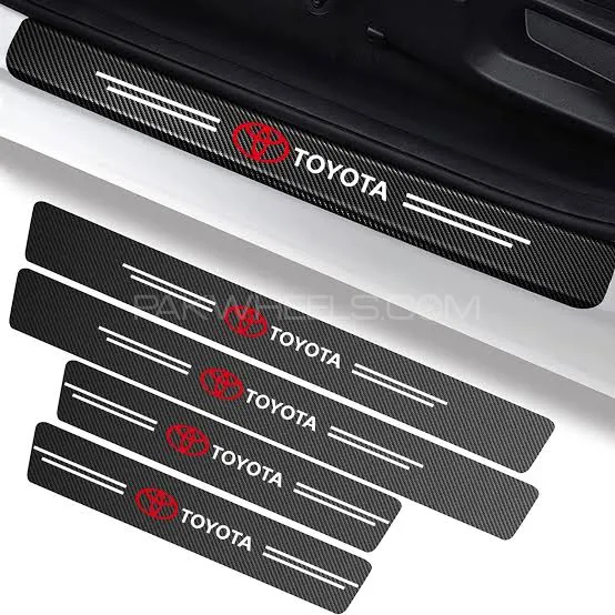 TOYOTA Car Door Sills Carbon Fiber Protector | Door Sills Cover Panel Sticker | TOYOTA Door Sills Image-1