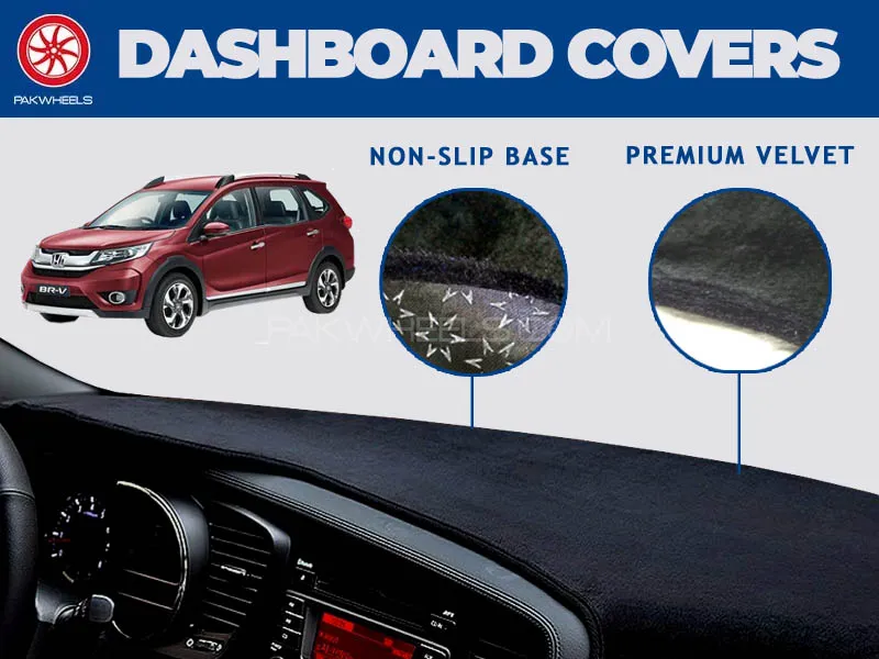 PakWheels Velvet Dashboard Cover For Honda Brv | Non-Slip | Washable | Heat Proof Image-1