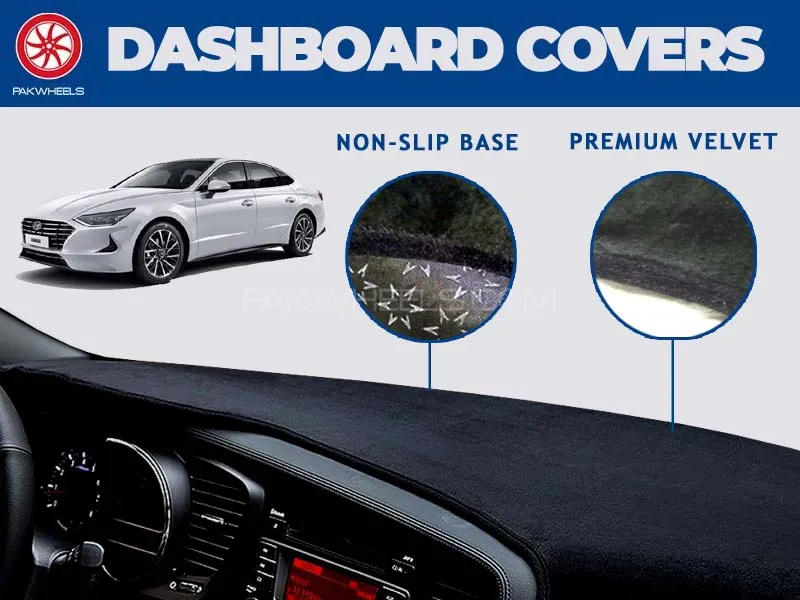 PakWheels Velvet Dashboard Cover For Hyundai Sonata | Non-Slip | Washable | Heat Proof Image-1