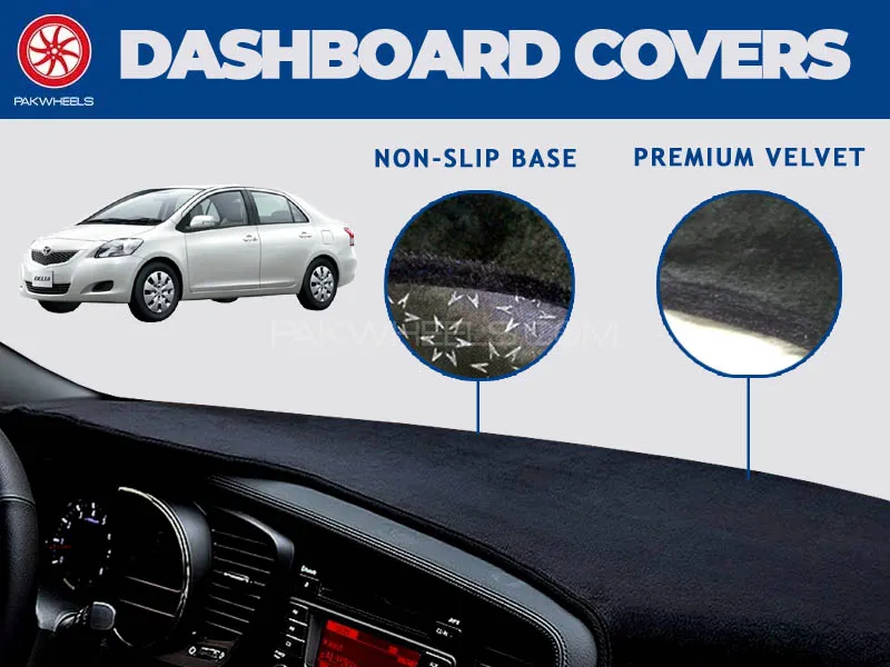 PakWheels Velvet Dashboard Cover For Toyota Belta | Non-Slip | Washable | Heat Proof Image-1