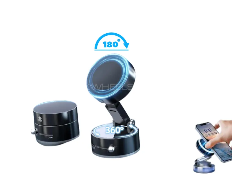 Vacuum Magnetic | Phone Holder for Car | Suction Cup  Type | Phone Mount | ABS Material 360° Adj. Image-1