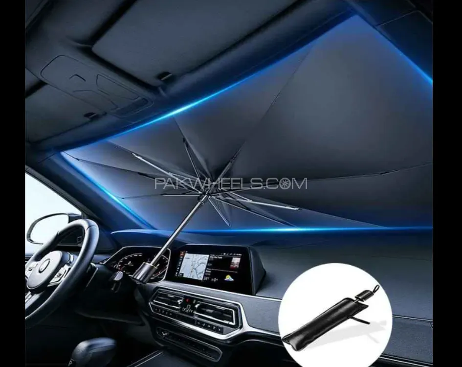Car Umbrella Sun Shade Cover for Windshield | UV Reflective Foldable Front Shields Image-1