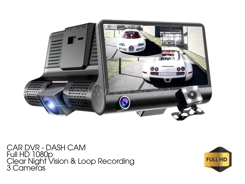 WDR Dashcam | 3 Camera Lens | Video Car DVR | Full HD 1080 P Image-1