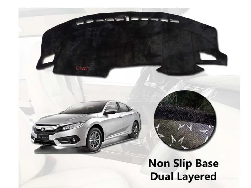 Honda Civic 2016 2022 Car Dashboard Cover  Non-Slip  Geniune Original Quality And Size LongLast Image-1