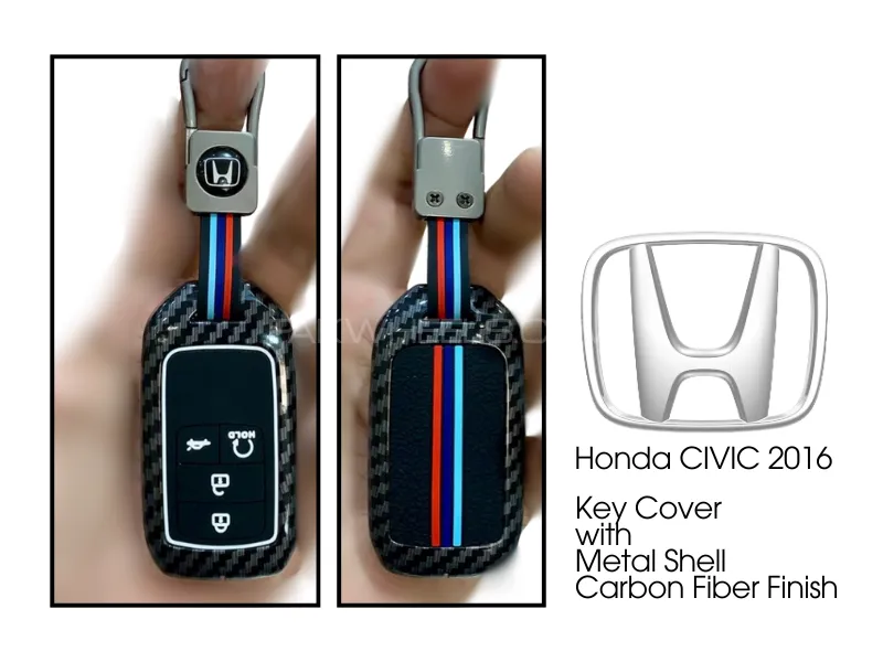Honda Civic 2016-22 | Metal Key Cover | Premium Carbon Fiber Finish Honda Civic 2016-22 | Metal Key Cover | Premium Carbon Fiber Finish Image-1