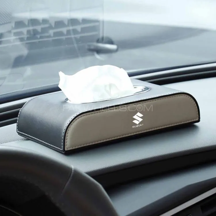 TOYOTA, HONDA, SUZUKI, KIA Logo Car Tissue Box – Beige & Black Premium Leather Organizer TOYOTA, HONDA, SUZUKI, KIA Logo Car Tissue Box – Beige & Black Premium Leather Organizer Image-4