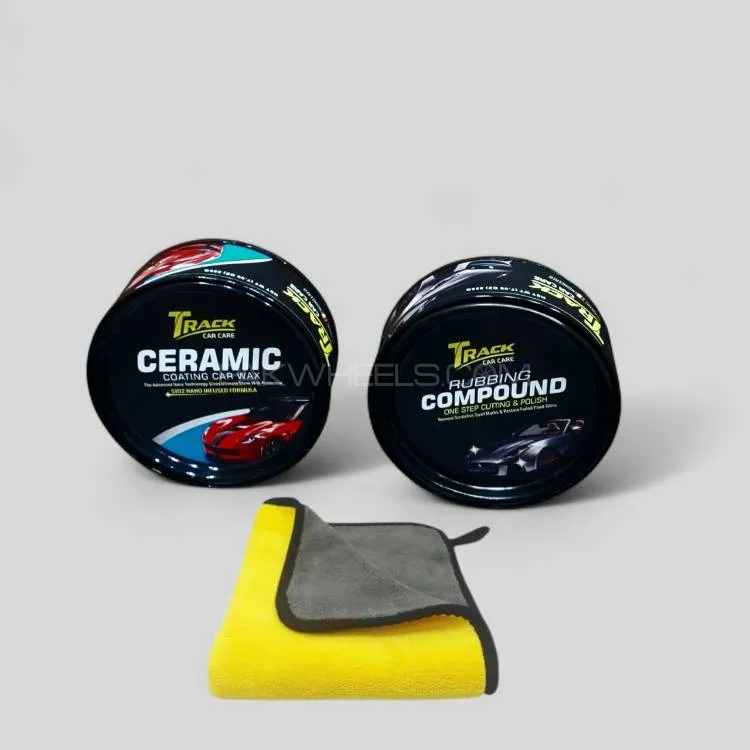 Track Ceramic Coating wax 200g And Rubbing Compound 200g With 600 GSM Microfiber Towel Image-1