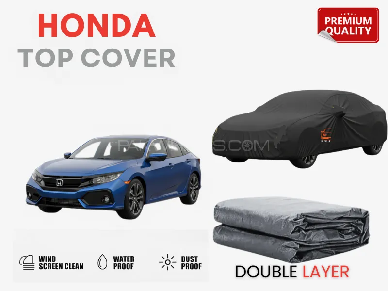 Honda Civic Double Layer Top Cover | Waterproof Black Protection | Dust & UV Resistant Image-1