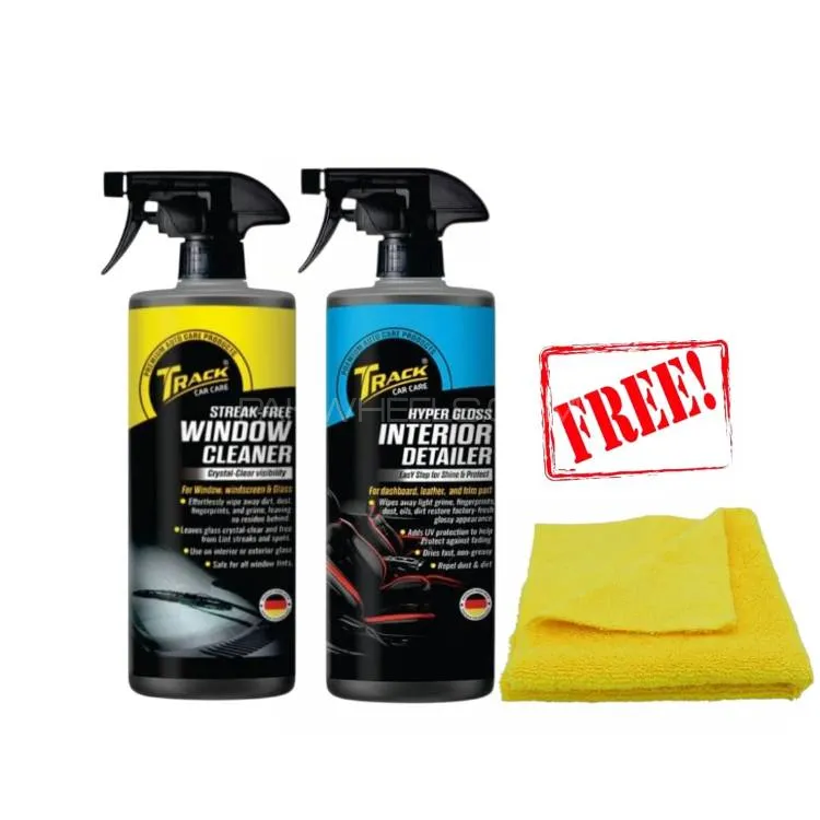 Track Glass Window Cleaner And Interior Dashboard Detailer Spray 500ml With Microfiber Towel Track Glass Window Cleaner And Interior Dashboard Detailer Spray 500ml With Microfiber Towel Image-1