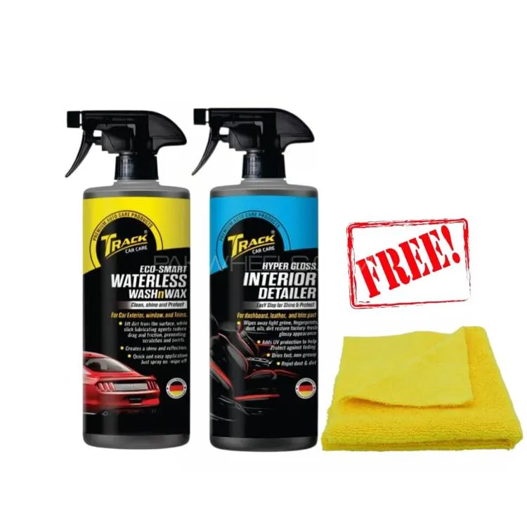 Track Waterless Wash&wax And Interior Dashboard Detailer Spray 500ml  With Free Microfiber Towel Image-1