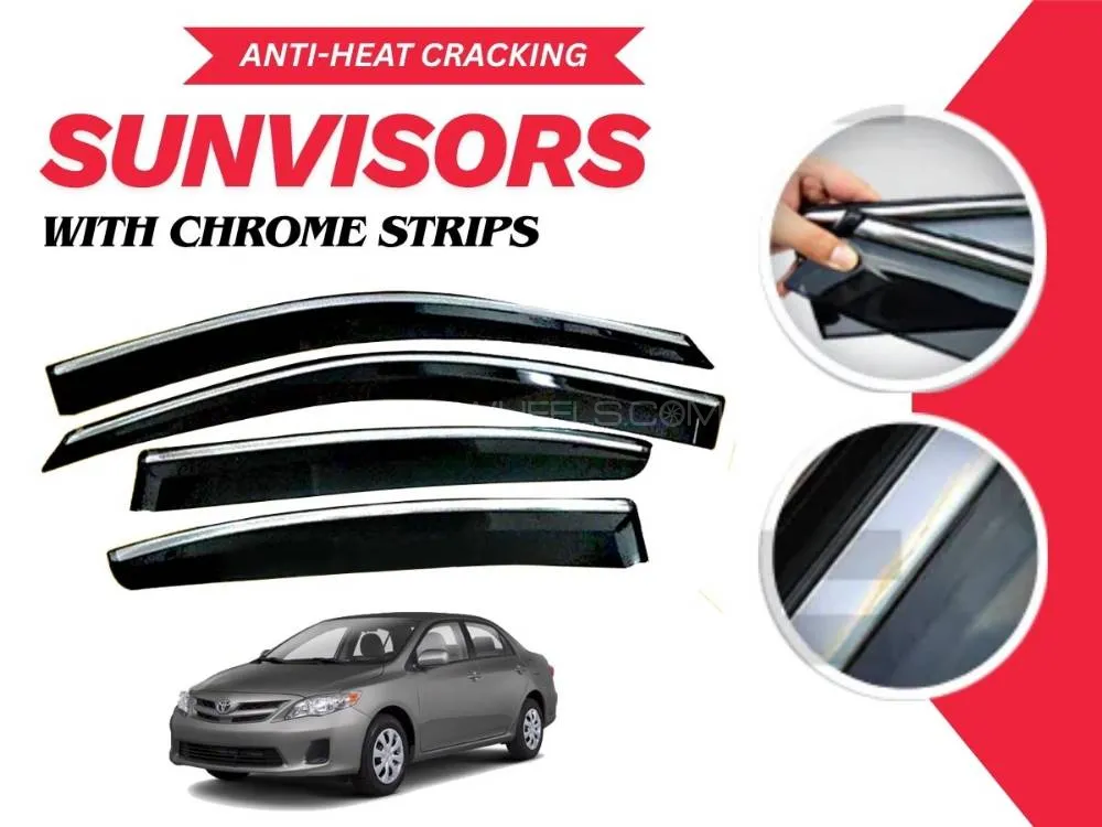 Toyota Corolla 2009 - 2013 Sun Visor With Chrome Strips | Air Press | Anti-Heat Cracking Sun Visors  Toyota Corolla 2009 - 2013 Sun Visor With Chrome Strips | Air Press | Anti-Heat Cracking Sun Visors  Image-1