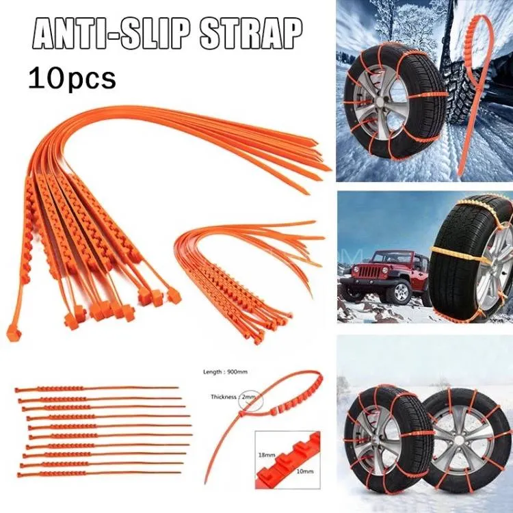 Pack Of 10 Anti-Skid Emergency Snow Wheel Chain Image-1