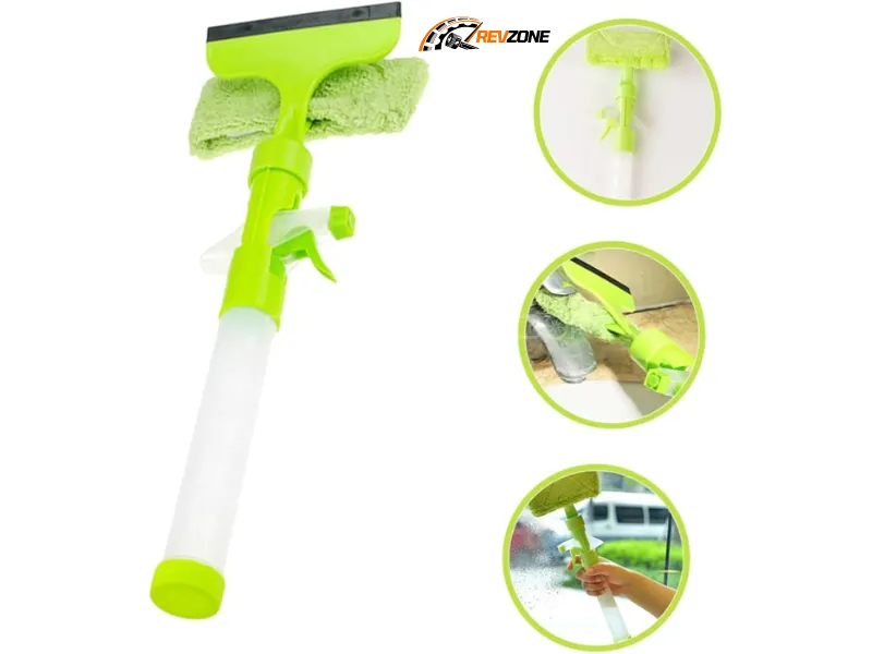 4-in-1 Window Cleaner with Spray Bottle & Microfiber Squeegee Image-1