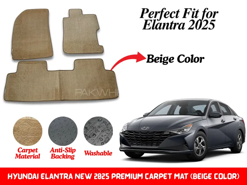 Premium Quality Hyundai Elantra New 2025 Fitting Carpet Floor Mats (Beige) | Perfect Fit Mats Premium Quality Hyundai Elantra New 2025 Fitting Carpet Floor Mats (Beige) | Perfect Fit Mats Image-1
