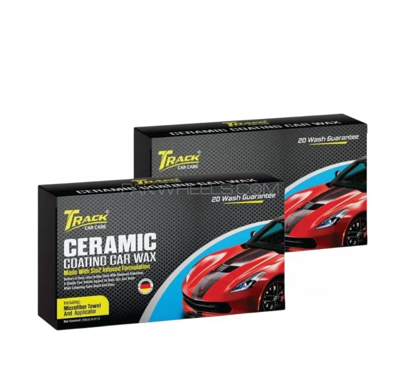 Track Car Care-Pack of 2 Ceramic Coating Car Wax 200g With Free Microfiber Towel And Pad Image-1