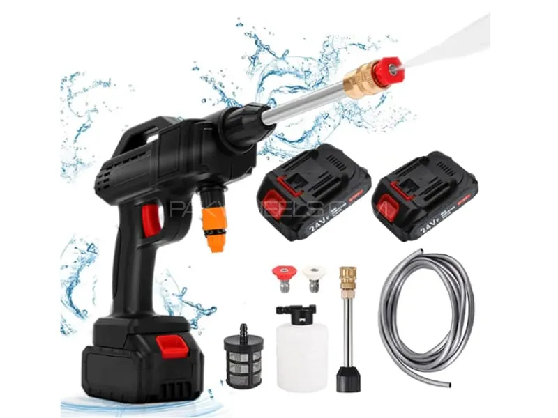 Wireless Pressure Washer | 24V Double Battery & Charger | For Car, Bike, Solar Panel etc Image-1