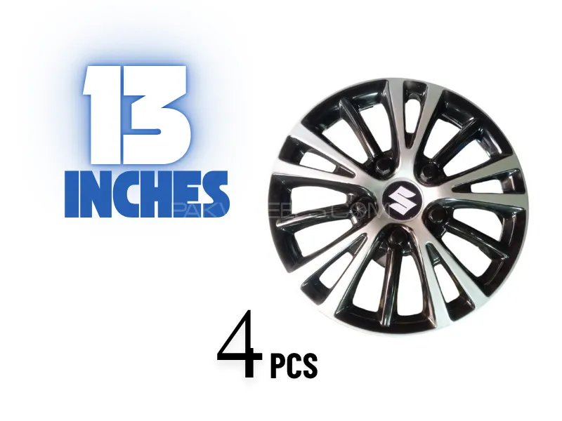 Fancy Chrome FInish | BTC Wheel Cover - 13" - 4 Pieces Set | Suzuki Logo Image-1