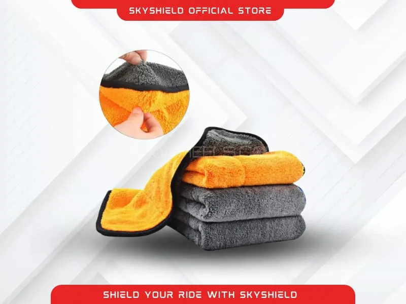 Microfiber Towels Orange & Grey 40X40 (800 GSM) Image-1