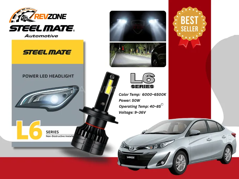 Steelmate L6 Series Power LED Headlight H11 Fitting – 50W for Toyota Yaris 2019-2023 Image-1