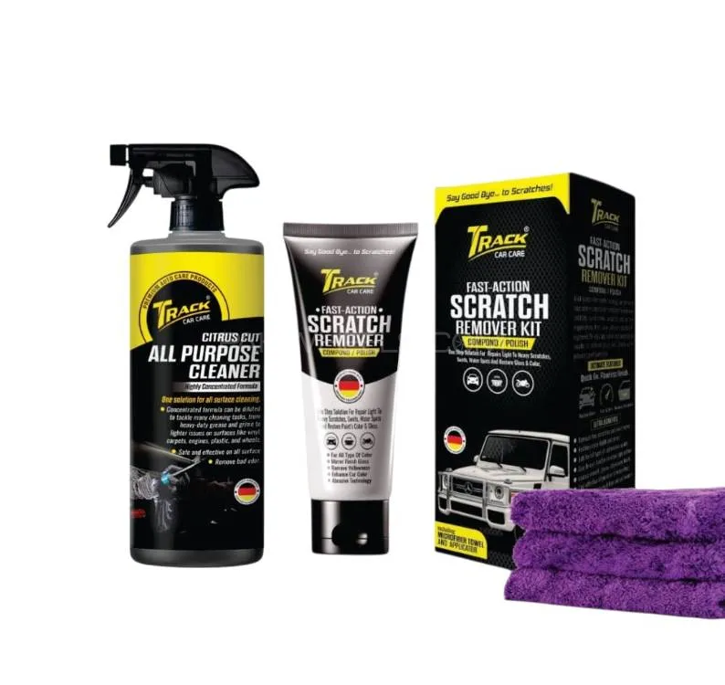Track Car Care-Scratch Remover 200g With All Purpose Cleaner 500ml- Free Microfiber Towel Image-1