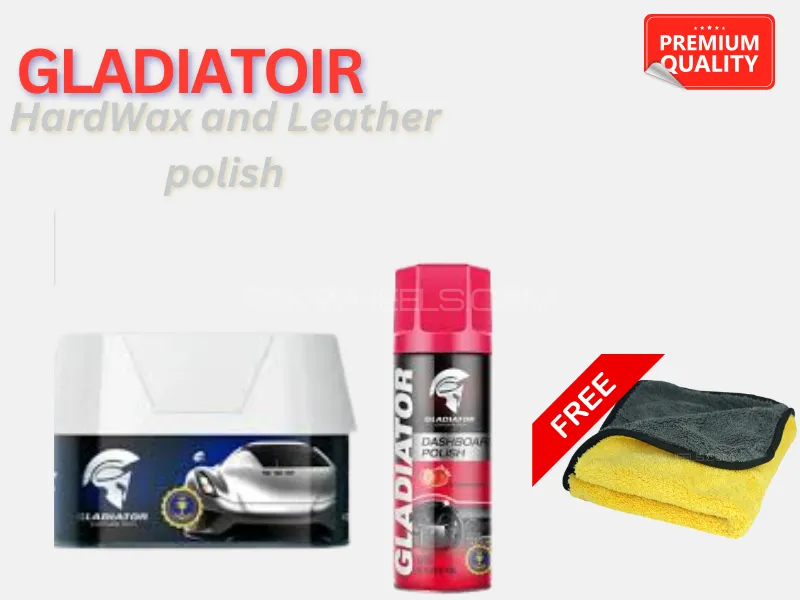 Gladiator Hard Wax & Leather Polish Combo | Long-Lasting Shine | Free Microfiber Cloth Image-1