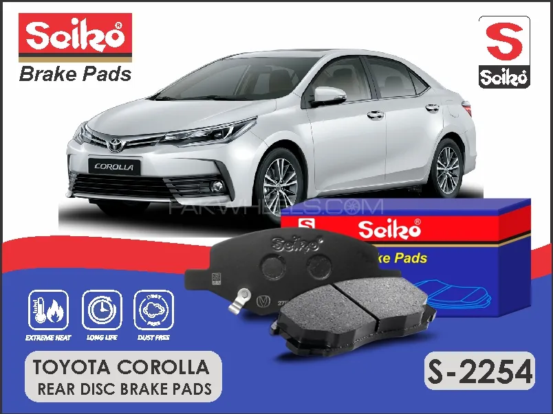 Toyota Corolla Altis 2014-2023 Premium Seiko Rear Disc Brake Pad Image-1