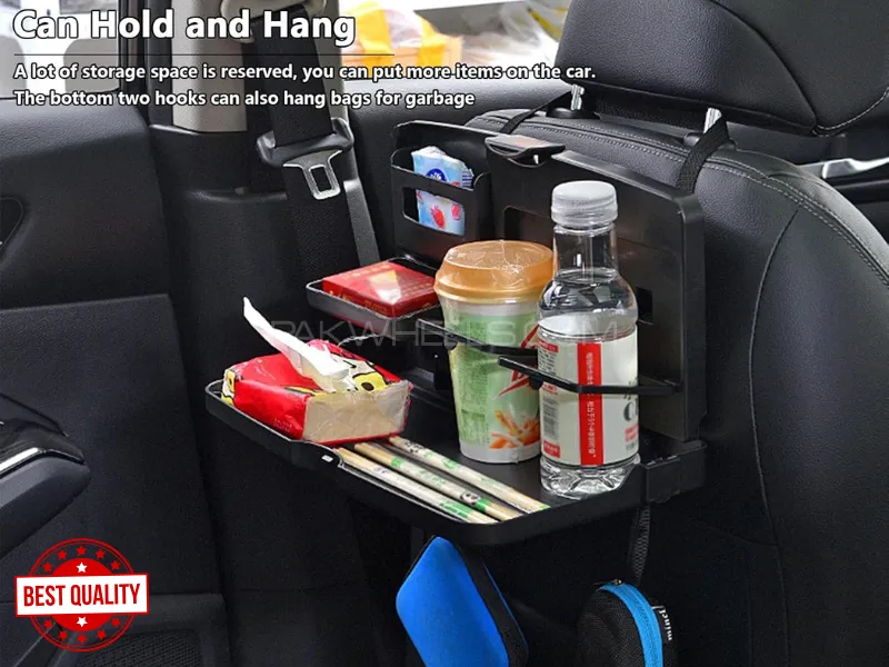 Car eating tray, backseat table, fixed cup holder, folding dining table, multi-function portable car Image-1