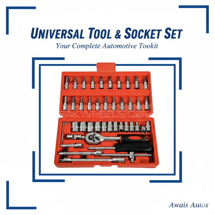 46 Pcs Combination Socket Wrench Set | Ratchet Repair Tool Kit | Portable Chrome Vanadium Set Image-1