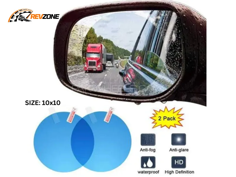 Universal Anti-Fog Film for Side View Mirrors (Round, Pair of 2) – Water & Glare Resistant Image-1