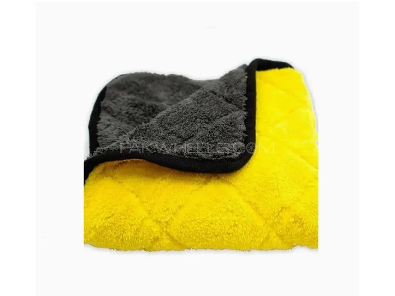 Micro Fiber clothe pack of three , colour yellow & Grey Size 40/40 GSM 600 Diamond Cut Double Far Image-1