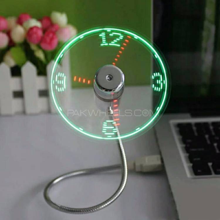 Creative LED Light Display Time Clock on Flexible USB Fan Gadget Cool Fans 40cm Neck  Image-1