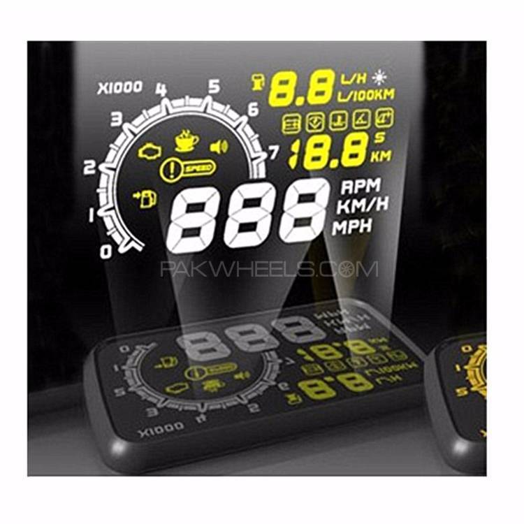DAY-NIGHT HUD OBD2 CARS Head Up Display Speed Alarm Temp Fuel Model: W02 Image-1