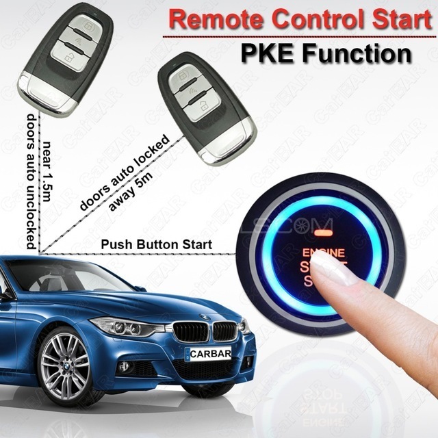"Smart PKE" Alarm System KEYLESS ENTRY + REMOTE START + Push Button + Auto Lock Unlock + Security Image-1