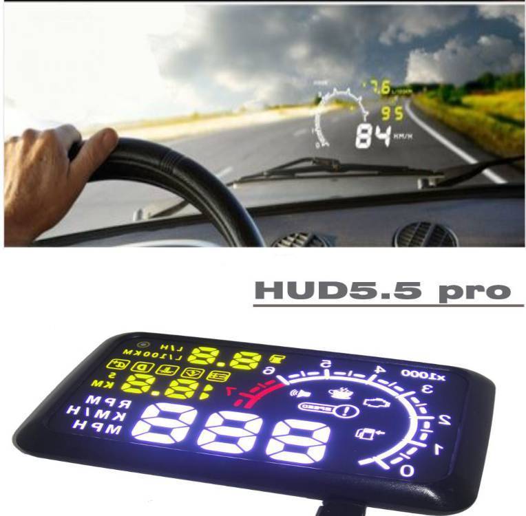 OBD2 Head Up Display Digital Speed RPM Cool Fuel Over Speed Temp Image-1