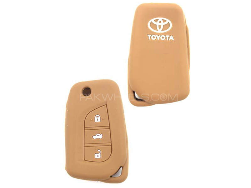 Silicon Key Cover For Toyota Corolla 2017 - Brown Image-1