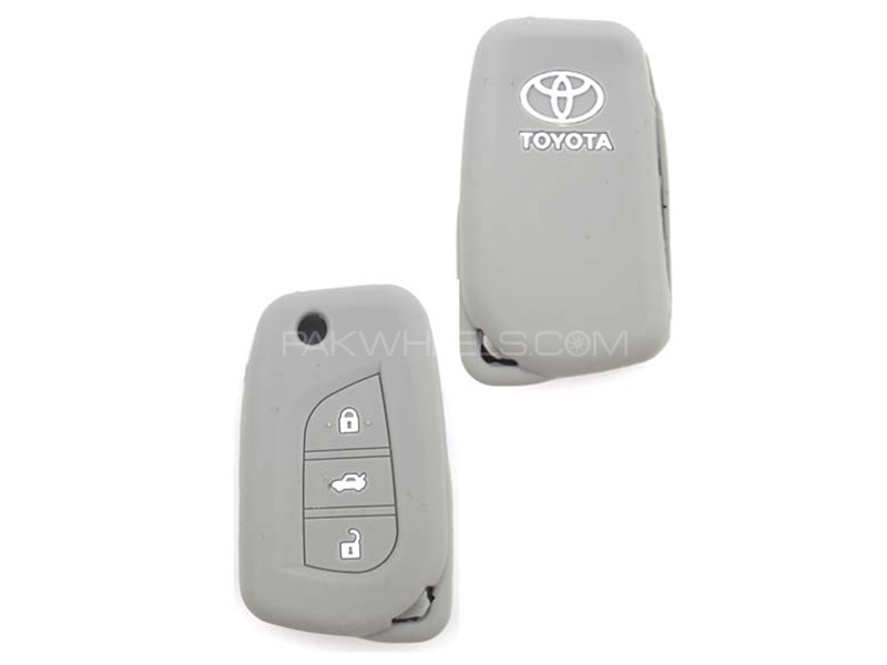 Silicon Key Cover For Toyota Corolla 2017 - Grey Image-1