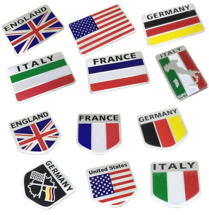  3D Aluminum National Flag Car Stickers Car Styling  Image-1