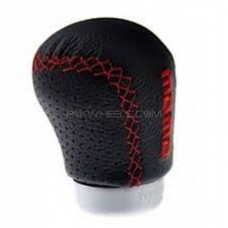 Gearknob Red Black Leather Image-1