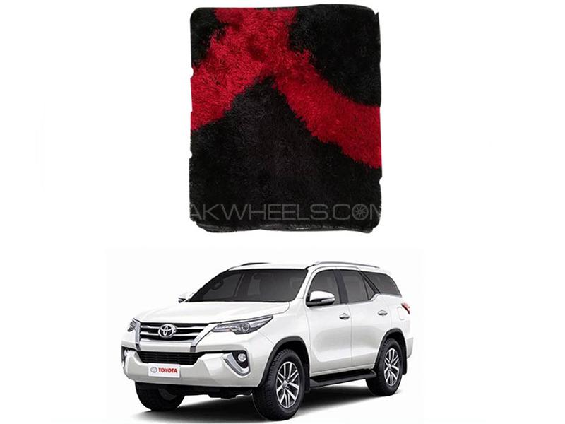Leather Fur Seat Cover - Fortuner Red & Black Image-1