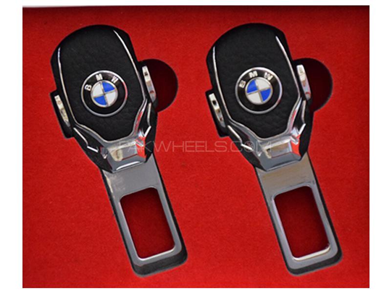 BMW Leather & Metal Style Seat Belt Clips Image-1