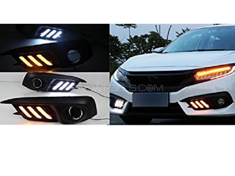 DRL Fog Lamp Cover Mustang Style For Honda Civic 2016-2018 DRL Fog Lamp Cover Mustang Style For Honda Civic 2016-2018 Image-3