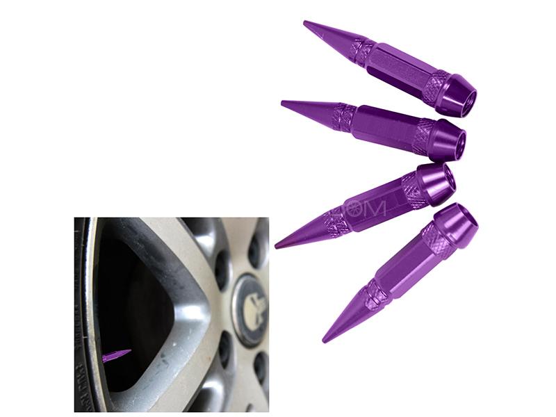 Universal Car Rim Nozzle Caps - Purple Image-1
