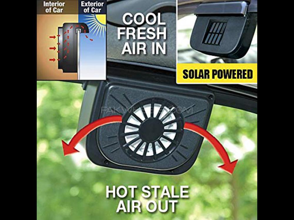 Solar Powered Auto Car Cool Fan Black Image-1