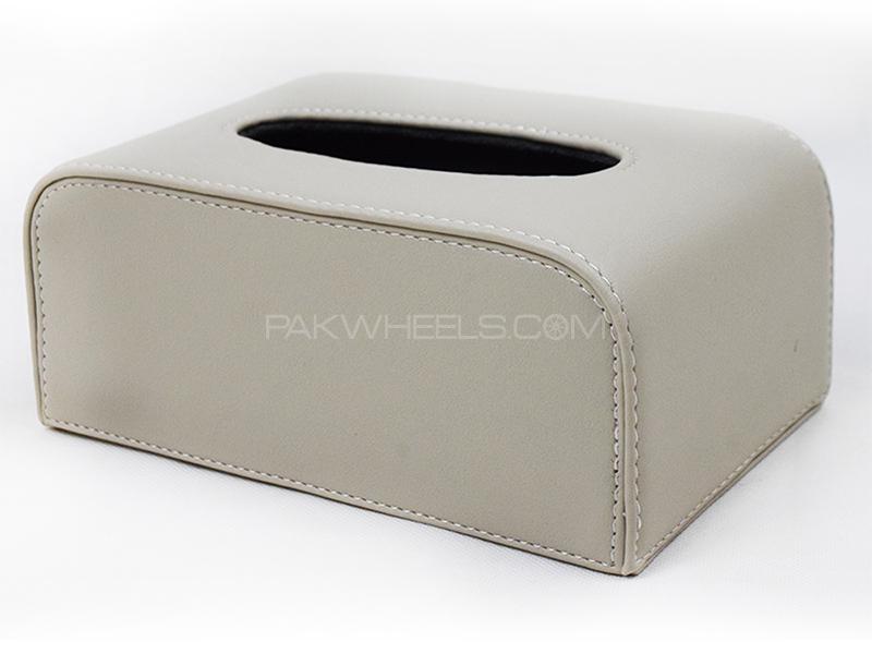 Leather Tissue Box - Beige  Image-1